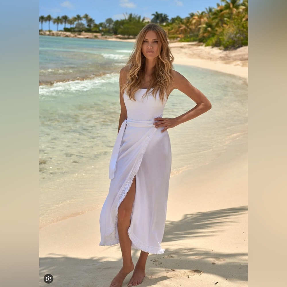 Melissa Odabash Lily high-rise woven maxi skirt White Size Small